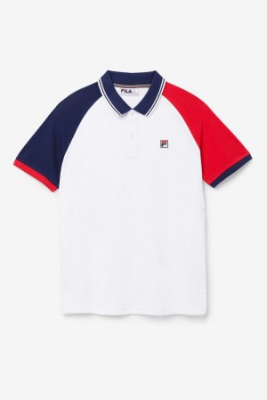 Camisa Polo Fila Apollo Polo Hombre Blancas Azul Marino Rojas | 537902STJ