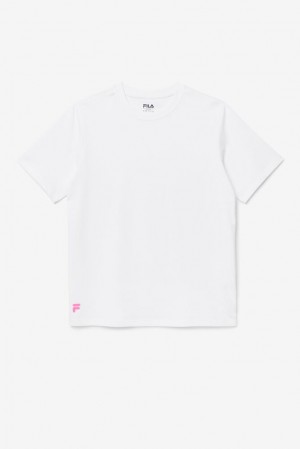 Camisas Fila Vinny Tee Unisex Blancas Rosas | 674803PDY