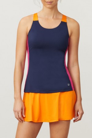 Camiseta Tirantes Fila Awning Colorblocked Tank Mujer Navy/Fprp/Orpl | 567840WOX