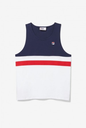 Camiseta Tirantes Fila Stoke Tank Hombre Blancas Azul Marino Rojas | 179082ITE