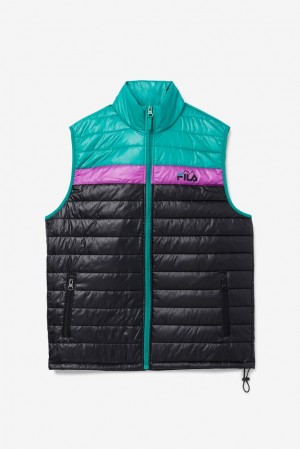 Chaleco Fila Tri Vest Hombre Negras Verde Moradas | 164720AJB