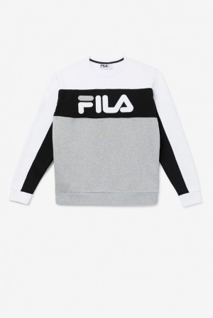 Chandals Fila Lesner Fleece Crew Hombre 100 Wht/Blk/Gryh | 067825OVH