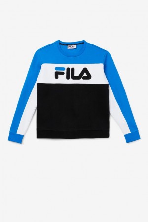 Chandals Fila Lesner Fleece Crew Hombre 916 Dblu/Wht/Blk | 472690CBI