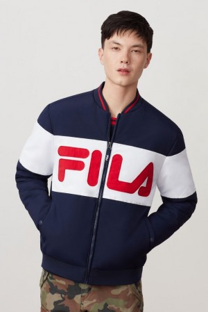 Chaquetas Fila Duccio Bomber Jacket Hombre Peac/Wht/Cred | 617398PFX