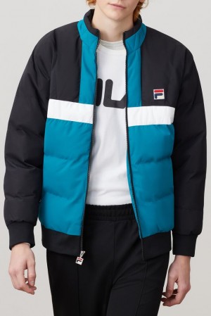 Chaquetas Fila Fausto Ski Jacket Hombre Blk/Hblu/Wht | 693142AQK