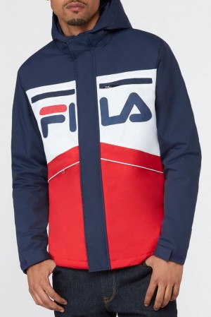 Chaquetas Fila Linden Jacket Hombre Navy/Wht/Cred | 310896RIA