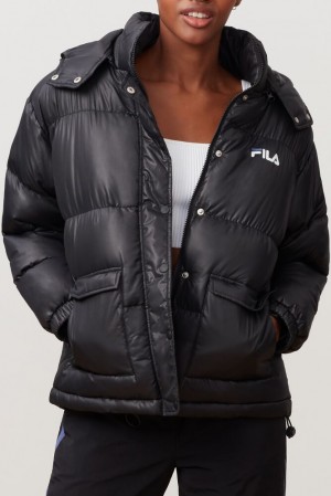 Chaquetas Fila Remie Puffer Jacket Mujer Blk/Wht/Marl | 830256THR