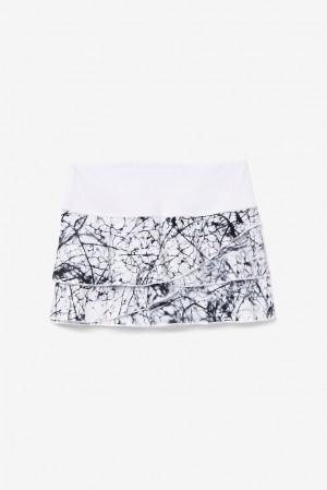 Falda Corta Fila Pickleball Tiered Printed Skort Mujer Blancas | 930267UHM