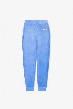 Pantalones Jogger Fila Sara Velour Jogger Mujer Azules Blancas | 096742TOA