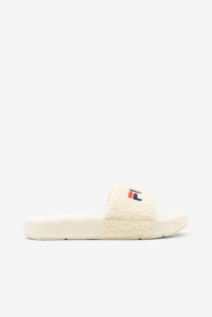 Sandalias Deslizantes Fila Fuzzy Drifter Slide Sandals Mujer Creme Azul Marino Rojas | 845076BAO