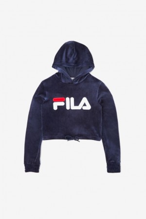 Sudadera con Capucha Fila Aitana Crop Velour Hoodie Mujer Blancas Rojas | 286135MAG