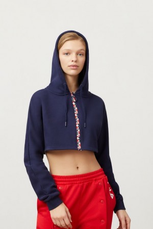 Sudadera con Capucha Fila Alexa Zip Crop Hoodie Mujer Peac/Cred/Wht | 062591KHW