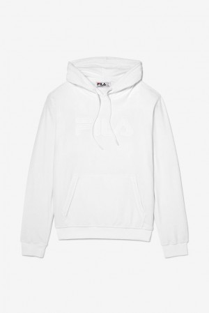 Sudadera con Capucha Fila Asher Velour Hoodie Hombre Blancas | 061928SNU