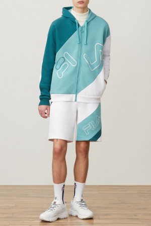 Sudadera con Capucha Fila Lazaro Hoodie Hombre Paci/Dtrq/Wht | 734058OKA