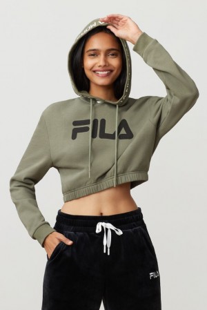 Sudadera con Capucha Fila Mathilde Crop Hoodie Mujer Dolv/Blk | 513684YEZ