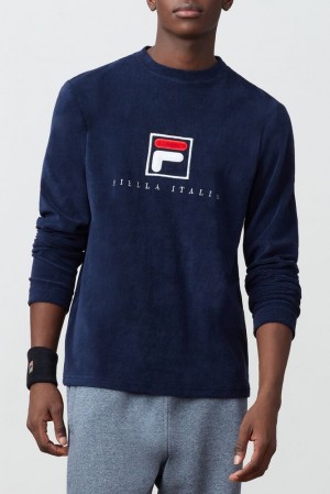 Sudadera con Capucha Fila Nicolo Long Sleeve Crew Hombre Peac/Wht/Cred | 970423RBN