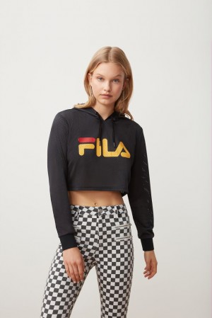 Sudadera con Capucha Fila Noemi Crop Hoodie Mujer Blk/Gfus/Cred | 764893OCL