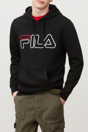 Sudadera con Capucha Fila Prati Hoodie Hombre Negras Rojas Blancas | 975384FZB