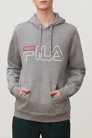 Sudadera con Capucha Fila Prati Hoodie Hombre Gris Rojas Blancas | 913546WVE