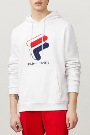 Sudadera con Capucha Fila Rocky Hoodie Hombre Blancas | 257068RIA