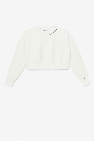 Sudadera con Capucha Fila Vitalia Cropped Crew Mujer Blancas | 390684NJB