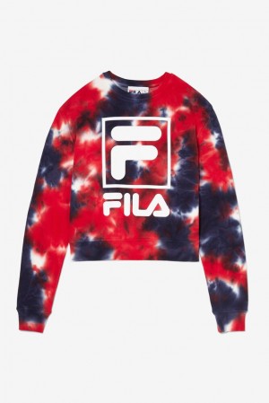 Sudaderas Fila Ashley Tie Dye Sweatshirt Mujer Rojas | 584307WPU