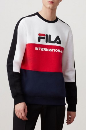 Sudaderas Fila Bravo Sweatshirt Hombre Wht/Cred/Peac | 271068ZJF