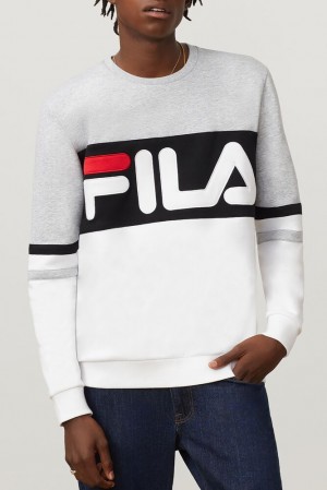 Sudaderas Fila Freddie Sweatshirt Hombre Wht/Lgrym/Blk | 413297ZLH