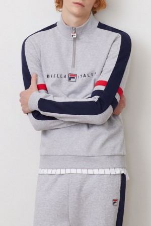 Sudaderas Fila Romolo 1/2 Zip Sweatshirt Hombre Lgrym/Peac/Cred | 159463LIN