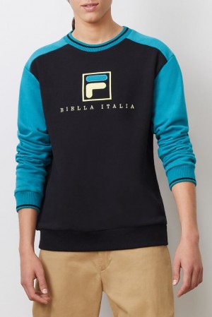 Sudaderas Fila Ventura Sweatshirt Hombre Blk/Hblu/Gfus | 853426SLV