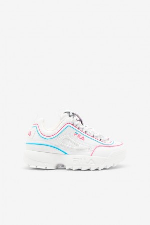 Tenis Fila Disruptor 2 Contrast Piping Sneakers Unisex Blancas Rosas Azules | 741698OXF