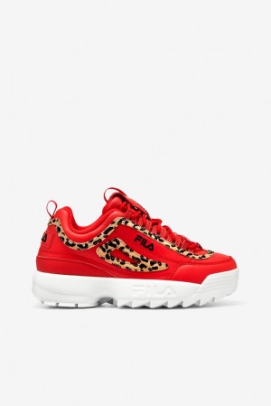 Tenis Fila Disruptor 2 Leopard Sneakers Mujer Rojas Negras Blancas | 038152BRI