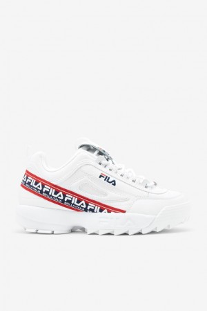 Tenis Fila Disruptor 2 Premium Logo Tape Sneakers Hombre Blancas Azul Marino Rojas | 596847LSN