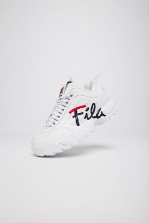 Tenis Fila Disruptor 2 Script Sneakers Mujer Wht/Fnvy/Fred | 986243ZEG