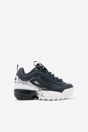 Tenis Fila Disruptor 2 Splatter Sneakers Unisex Negras Negras Blancas | 741802ZRP