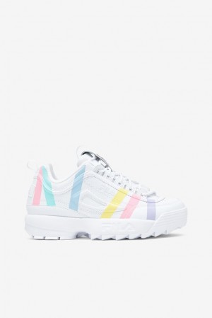 Tenis Fila Disruptor 2 Stripe Sneakers Mujer Blancas Azules | 182934UNE