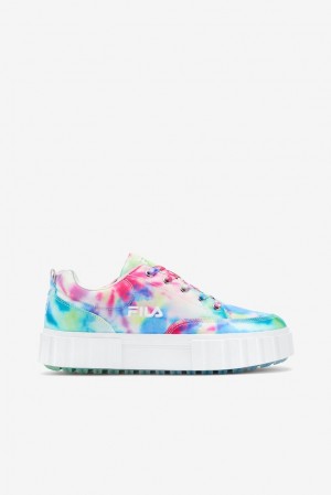 Tenis Fila Sandblast Low Mottled Tie Dye Sneakers Mujer Verde Azules Blancas | 814306PKT