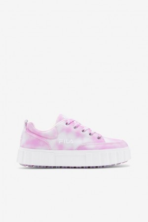 Tenis Fila Sandblast Low Mottled Tie Dye Sneakers Mujer Lavanda Blancas Blancas | 657218VXM