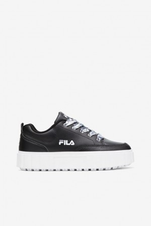 Tenis Fila Sandblast Low Satin Lace Sneakers Mujer Negras Blancas | 067438YBC