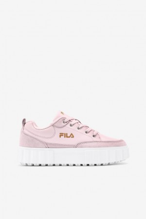 Tenis Fila Sandblast Low Sneakers Mujer Rosas Blancas Doradas | 431265WIR