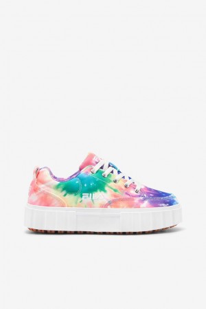 Tenis Fila Sandblast Low Tie Dye Sneakers Mujer Mult/Wht/Wht | 176205DSU