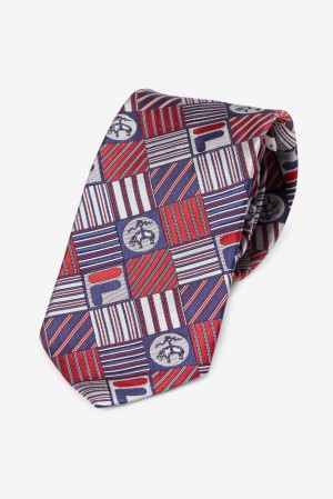 Tie Fila Brooks Brothers X Fila Pro Patchwork Tie Unisex Rojas | 762415OUJ