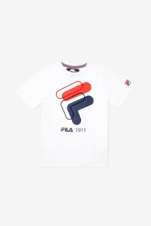 Tops Fila 3d Logo Tee Unisex Blancas | 234981VJB