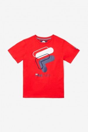 Tops Fila 3d Logo Tee Unisex Rojas | 247156TMO