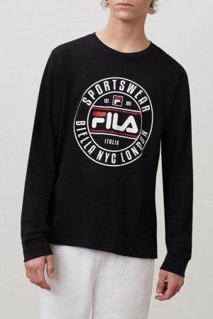 Tops Fila Afonso Graphic Tee Hombre Negras | 946375NVS