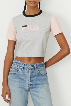 Tops Fila Anna Crop Tee Mujer Lgrym/Pskn/Blk | 701926SHD