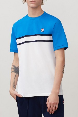 Tops Fila Baldi Tee Hombre Drblu/Peac/Wht | 617049TQW