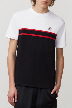 Tops Fila Baldi Tee Hombre Wht/Blk/Cred | 163097THN