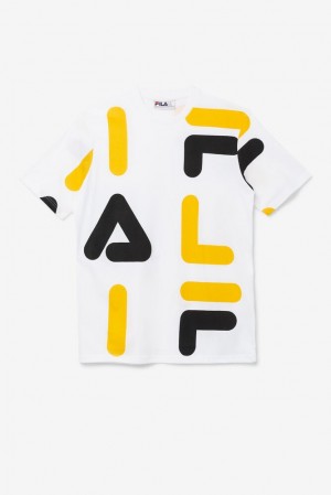 Tops Fila Bennet Tee Hombre Blancas Amarillo Negras | 395176DQF