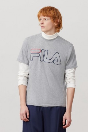 Tops Fila Borough Tee Hombre Gris Azul Marino Rojas | 708536LWY